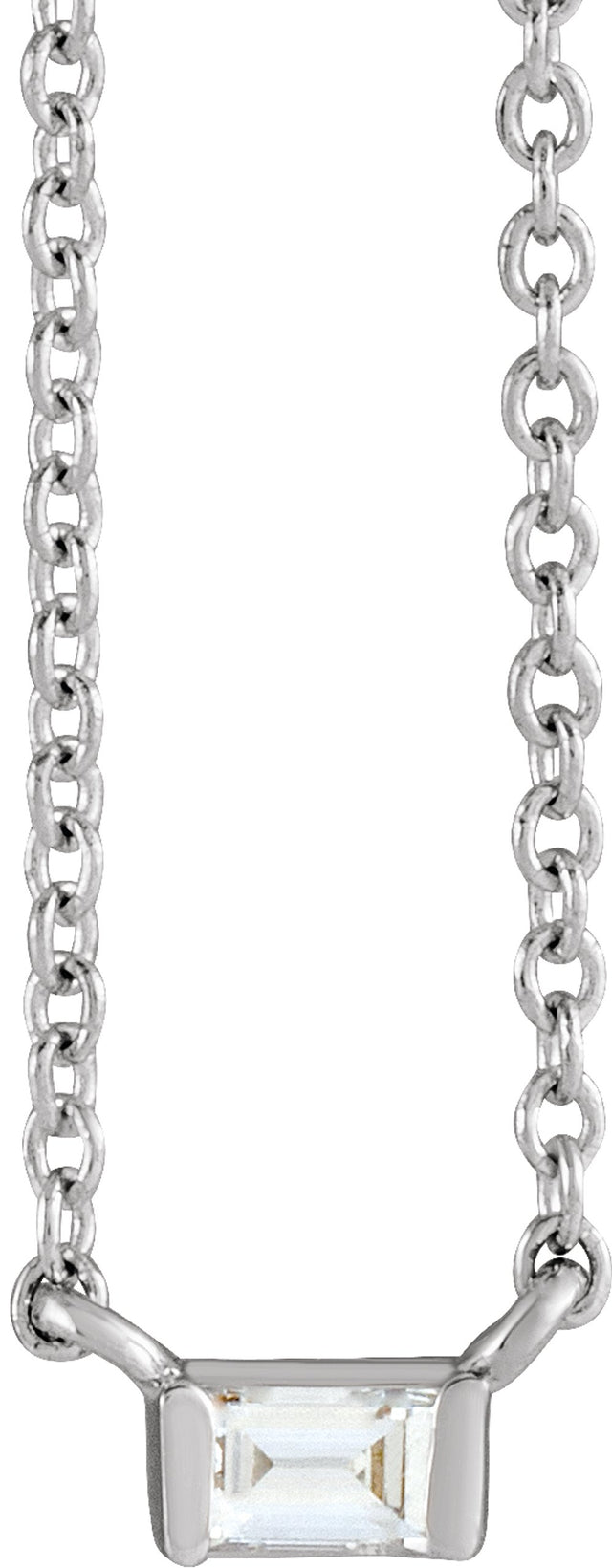 Platinum .07 CT Natural Diamond Solitaire 16-18" Necklace