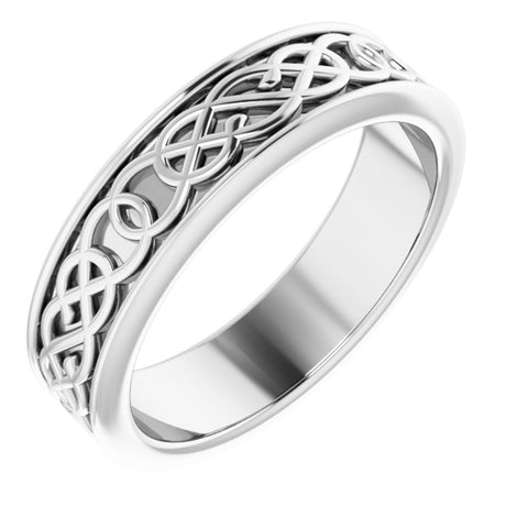 10K White 5 mm Celtic-Inspired Flat Band Size 5.5