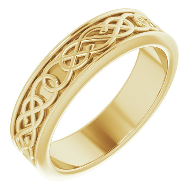 14K Yellow 5 mm Celtic-Inspired Flat Band Size 5.5