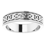 10K White 5 mm Celtic-Inspired Flat Band Size 5.5