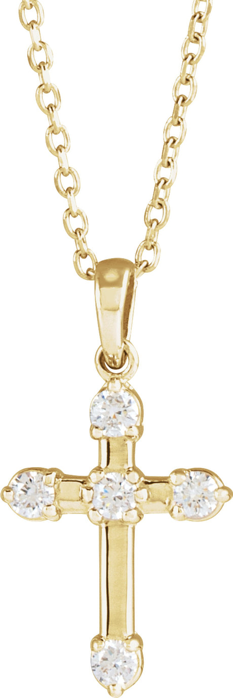 14K Yellow Gold 1/6 CTW Natural Diamond Cross 16-18" Necklace