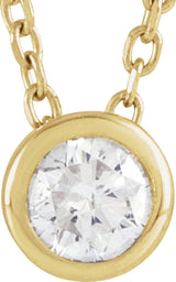 14K Yellow Gold 1/6 CT Lab-Grown Diamond Bezel-Set 16-18" Necklace
