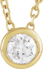 14K Yellow Gold 1/6 CT Lab-Grown Diamond Bezel-Set 16-18" Necklace