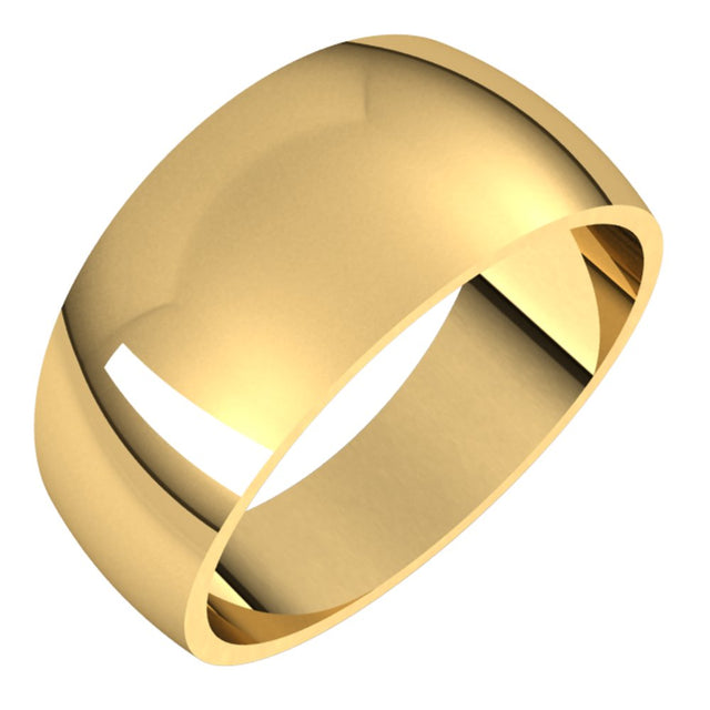 10K Yellow Gold 9 mm Tapered Half Round Band Size 7