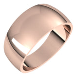 10K Rose 9 mm Half Round Tapered Band Size 10