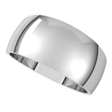 14K White Gold 9 mm Tapered Half Round Band Size 10