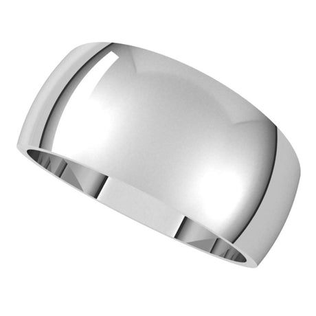 14K White Gold 9 mm Tapered Half Round Band Size 10