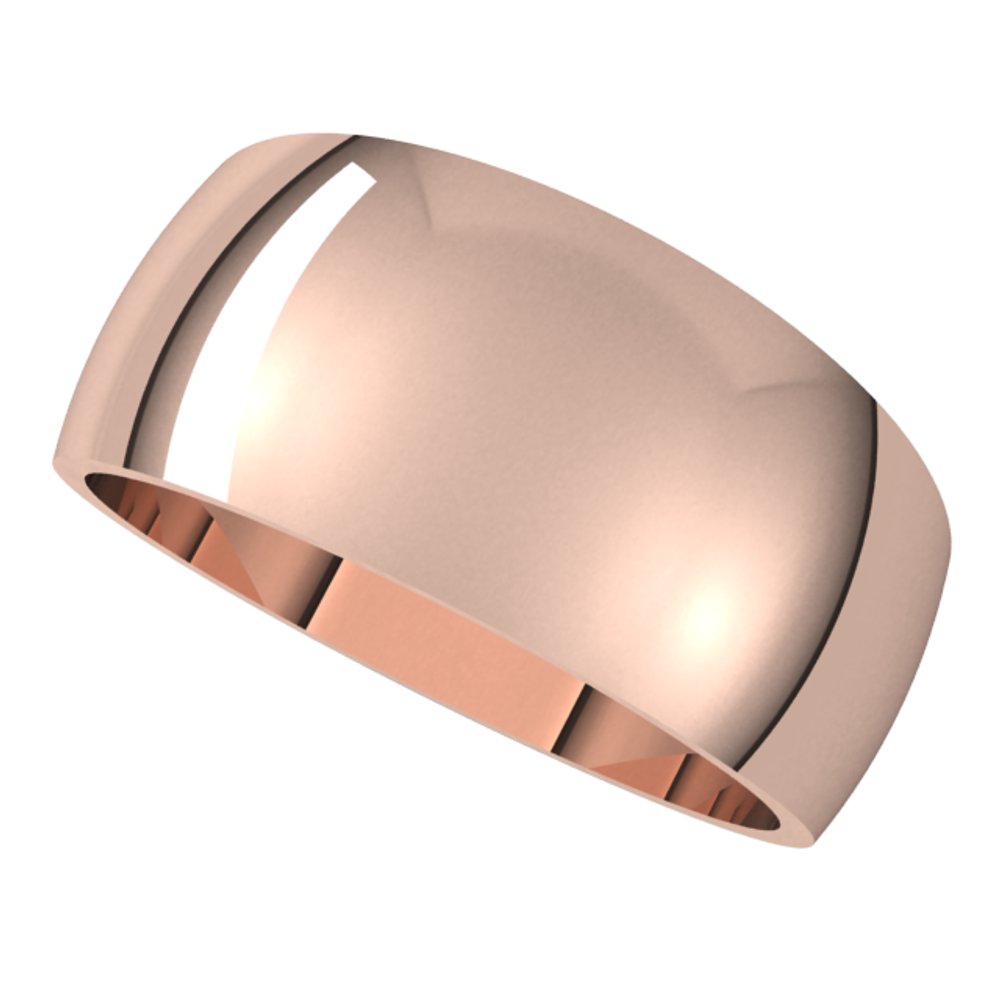 10K Rose 9 mm Tapered Half Round Band Size 10