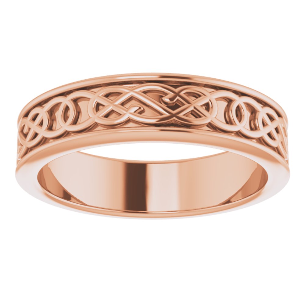 14K Rose 5 mm Celtic-Inspired Flat Band Size 6.5