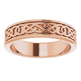 14K Rose 5 mm Celtic-Inspired Flat Band Size 6.5