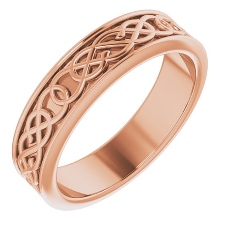 14K Rose 5 mm Celtic-Inspired Flat Band Size 6.5