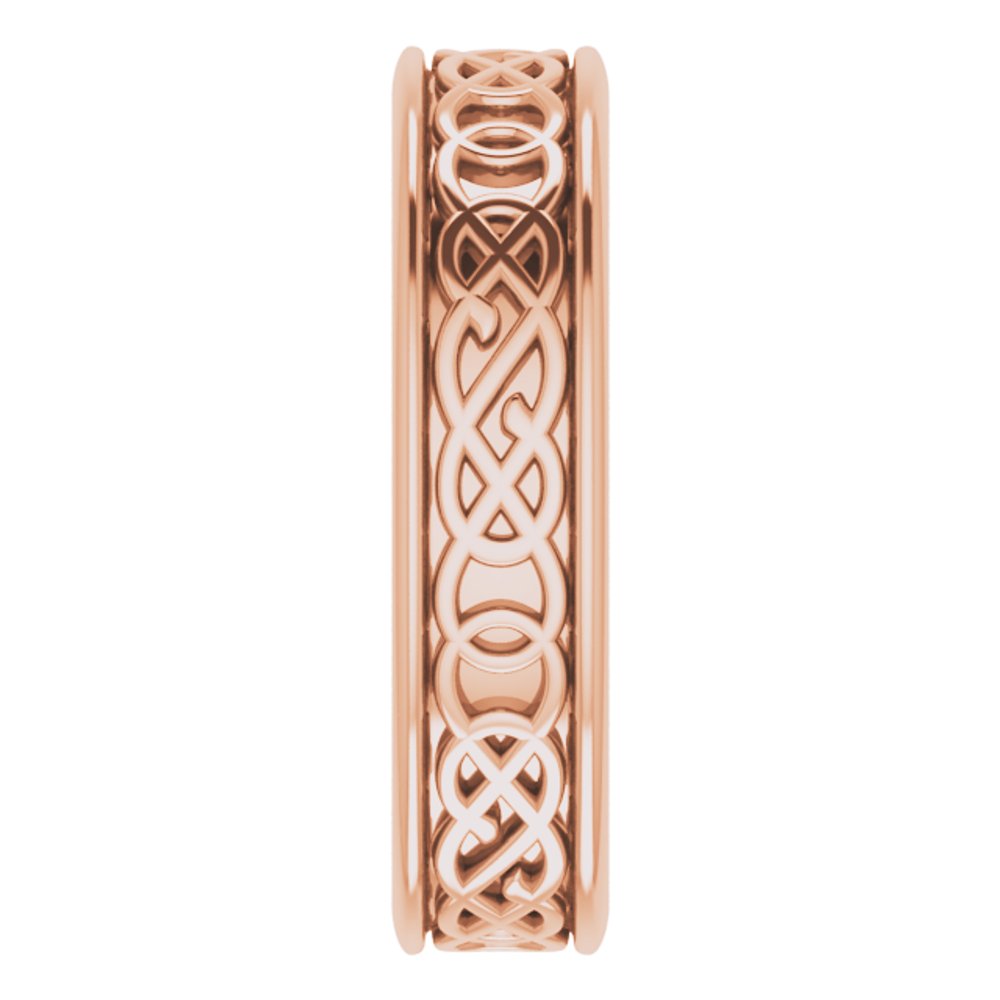 14K Rose 5 mm Celtic-Inspired Flat Band Size 6.5
