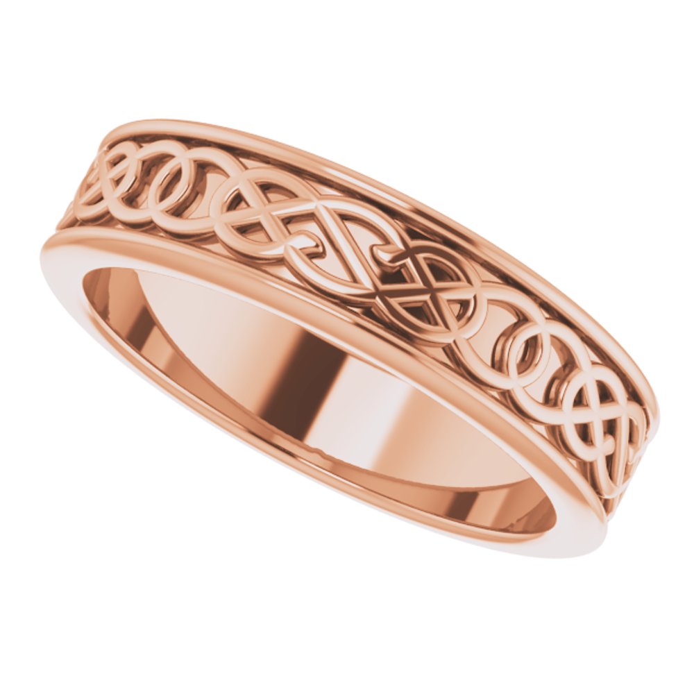 14K Rose 5 mm Celtic-Inspired Flat Band Size 6.5