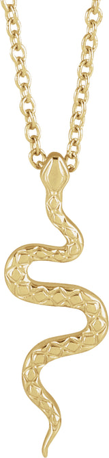 14K Yellow 19.5x6.7 mm Snake 16-18" Necklace