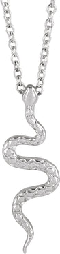 14K White 19.5x6.7 mm Snake 16-18" Necklace