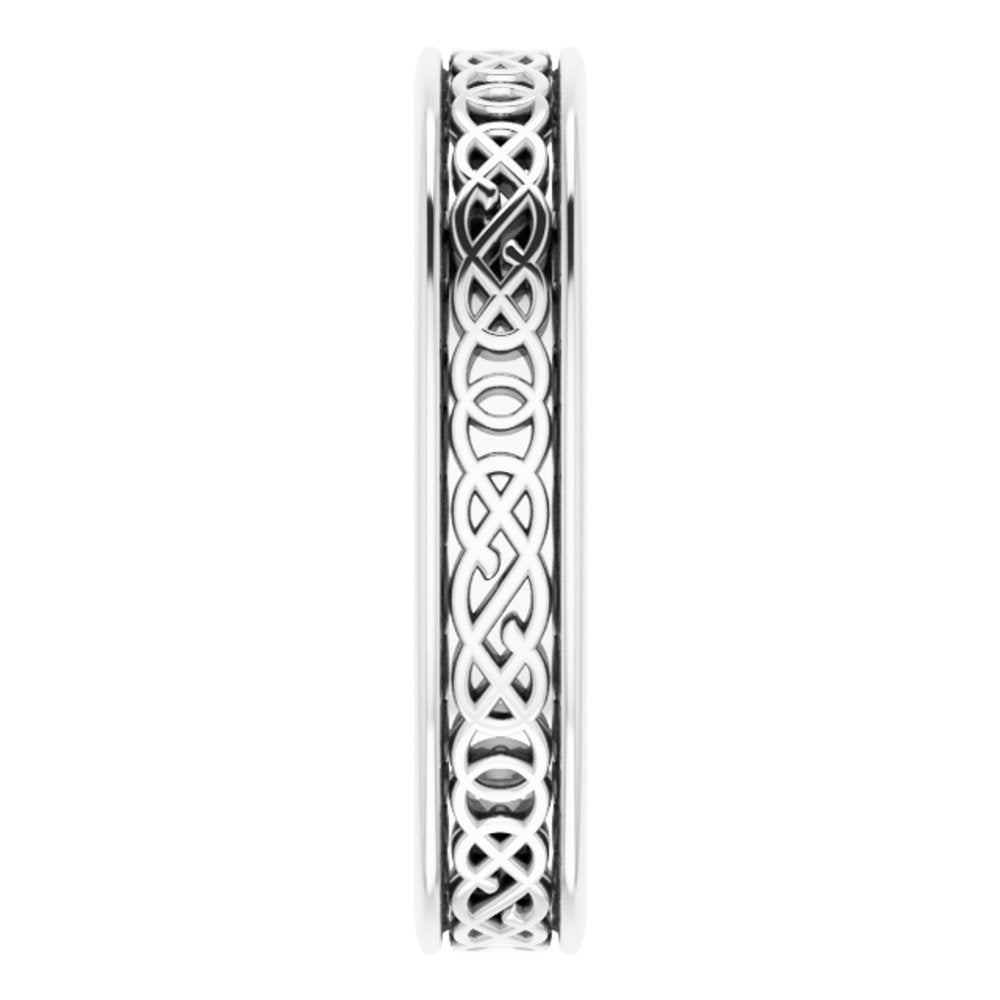14K White 4 mm Celtic-Inspired Flat Band