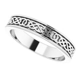 14K White 4 mm Celtic-Inspired Flat Band