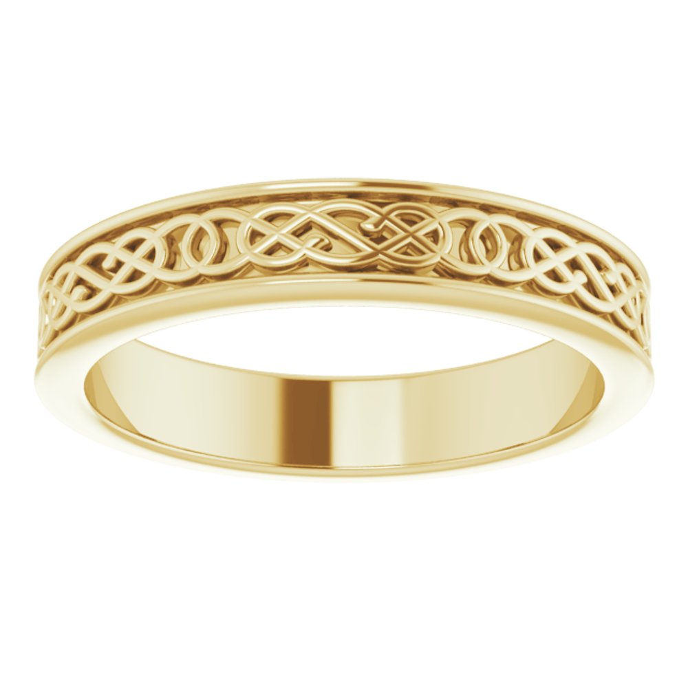 10K Yellow 4 mm Celtic-Inspired Flat Band