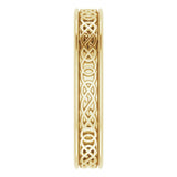 10K Yellow 4 mm Celtic-Inspired Flat Band Size 7.5