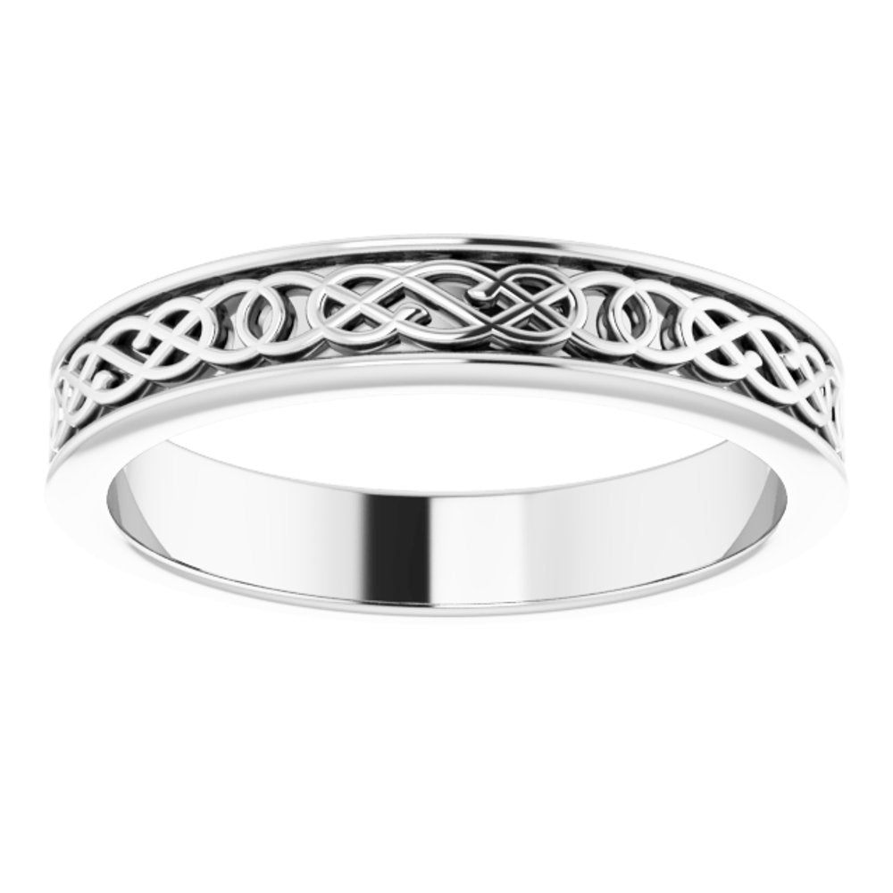 14K White 4 mm Celtic-Inspired Band