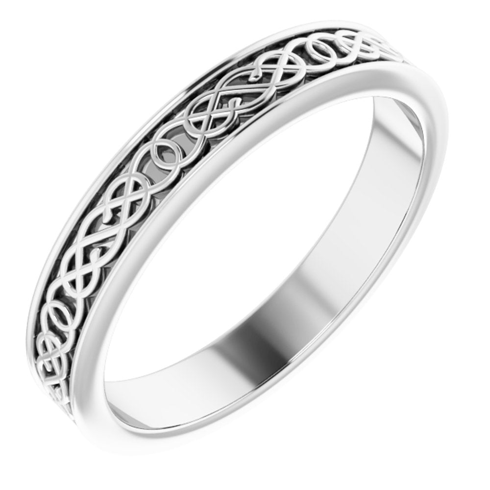 10K White 4 mm Celtic-Inspired Band Size 9.5