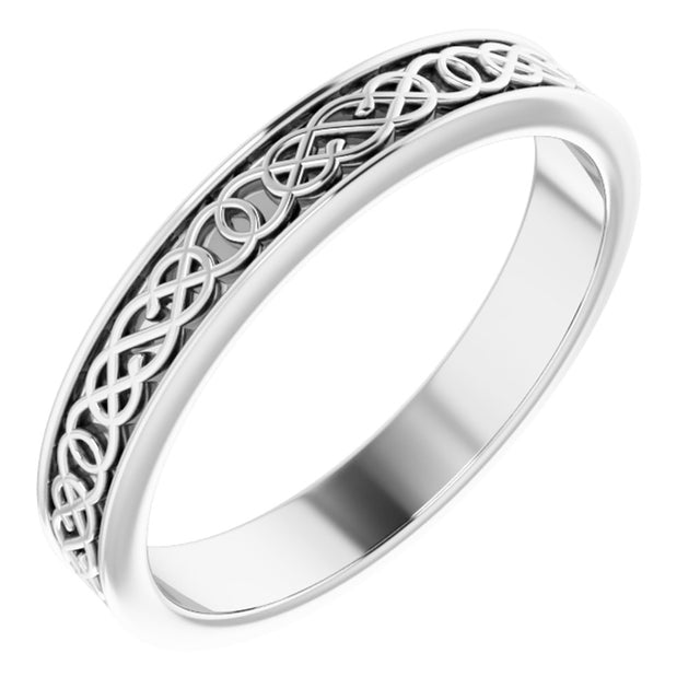 14K White 4 mm Celtic-Inspired Band Size 10