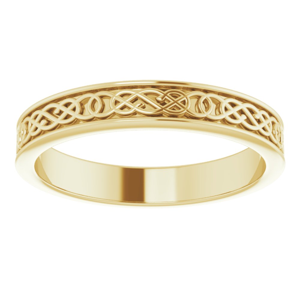 14K Yellow Gold 4 mm Celtic-Inspired Flat Band Size 10