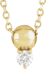 14K Yellow .06 CT Natural Diamond Bead 16-18" Necklace