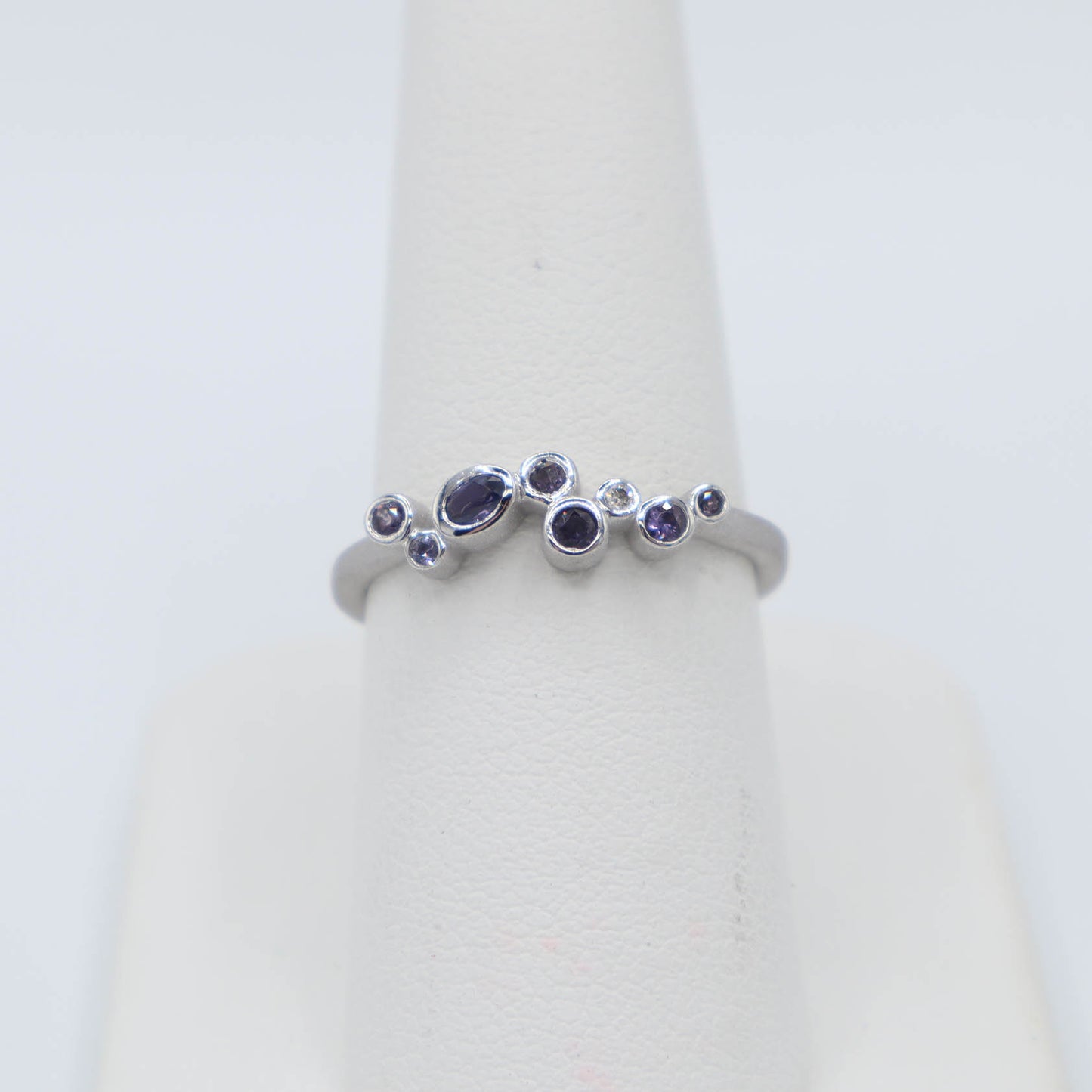 SALE 35% OFF - White Gold Ring with Sapphires and Diamonds