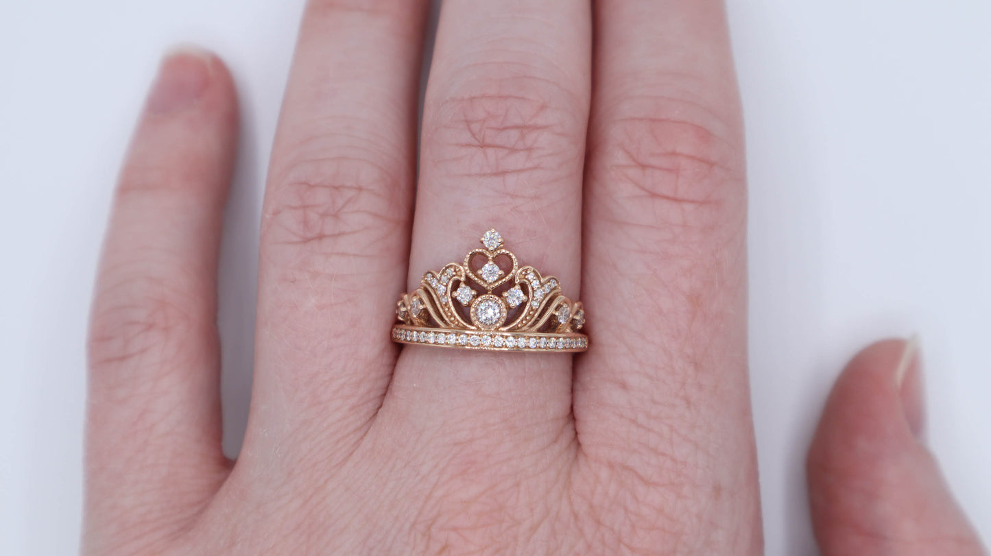 SALE 35% OFF - Rose Gold Diamond Tiara Ring