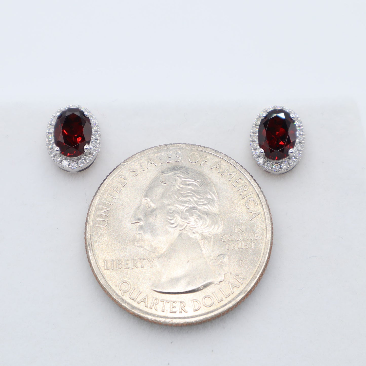 Garnet and Diamond Stud Earrings