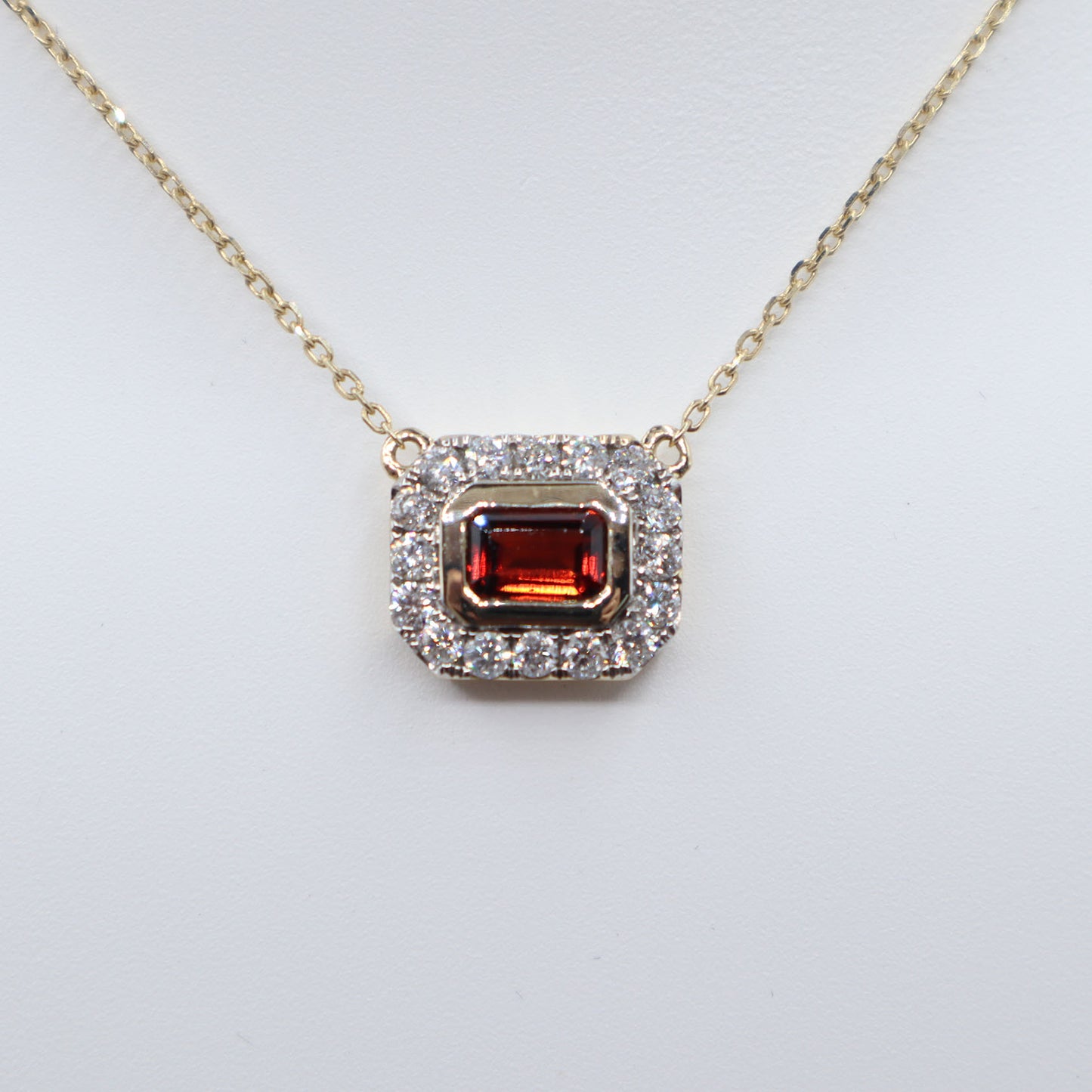 Garnet and Diamond Pendant Necklace