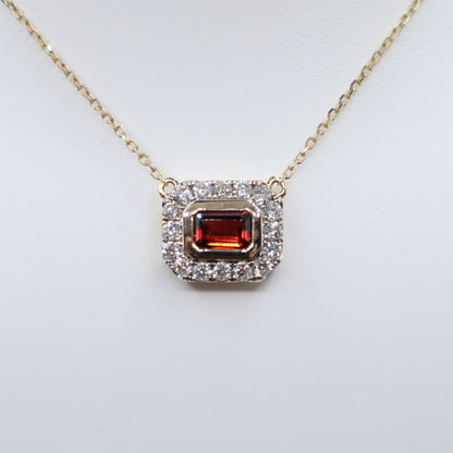 Garnet and Diamond Pendant Necklace