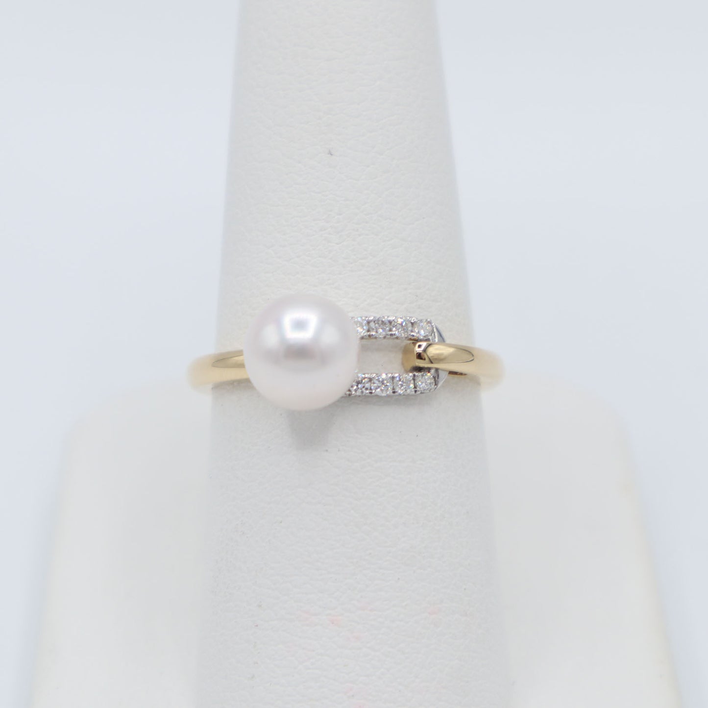 Pearl and Diamond Buckle Ring