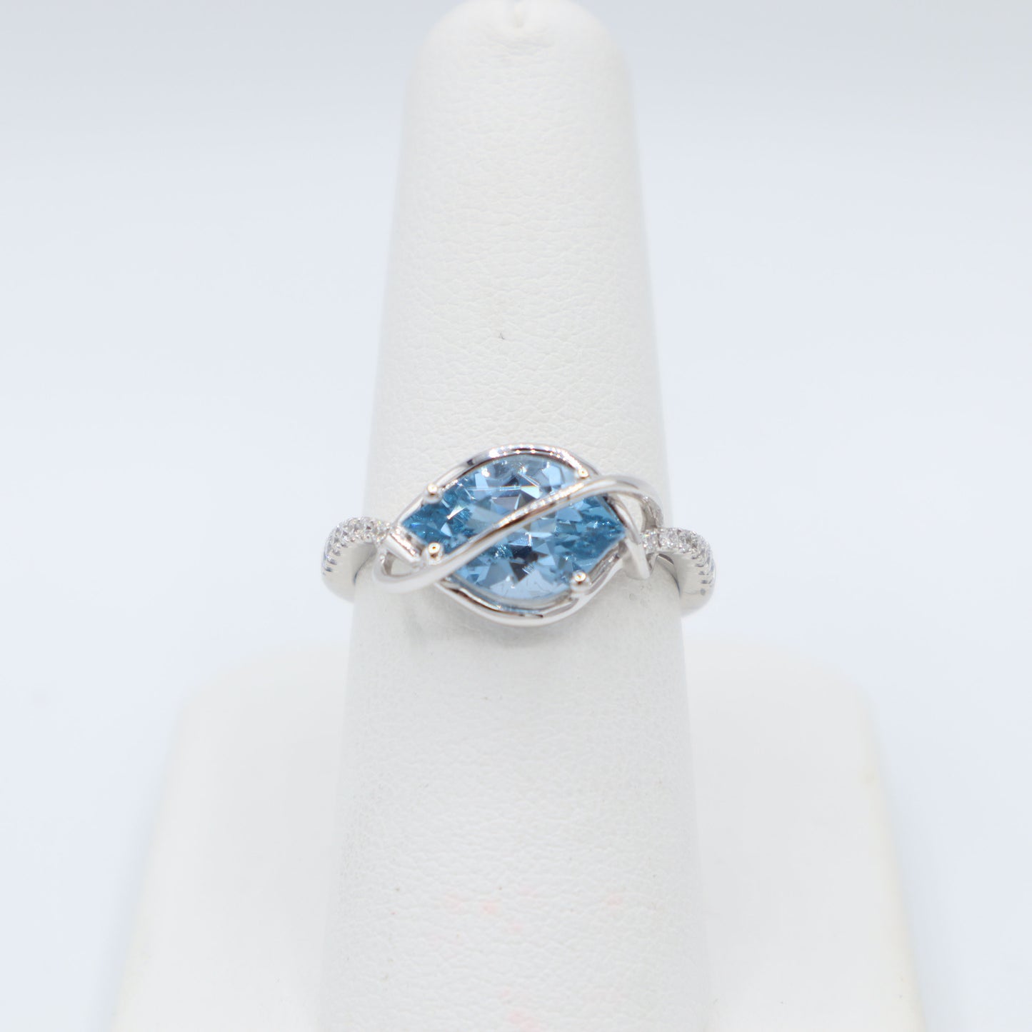 Aqua Spinel and Diamond Ring