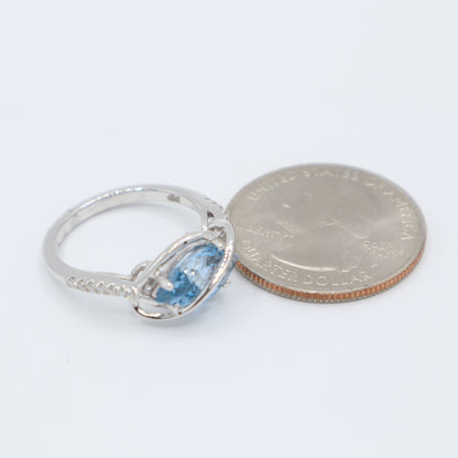 Aqua Spinel and Diamond Ring