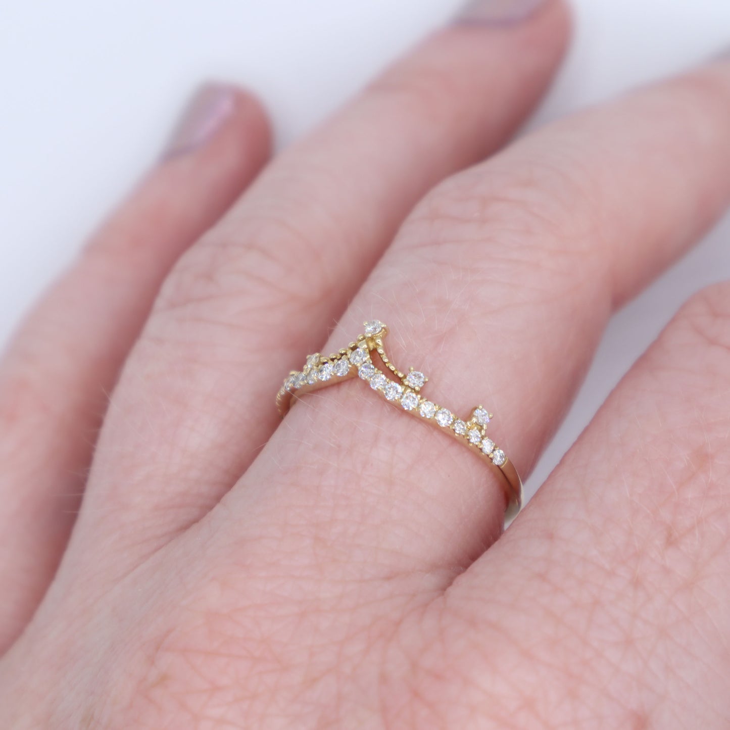 Gold and Diamond Tiara Ring