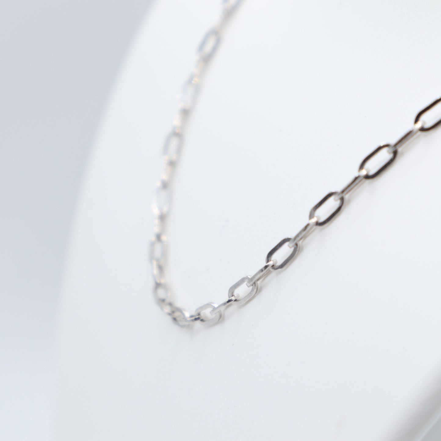 White Gold Paperclip Chain 20"