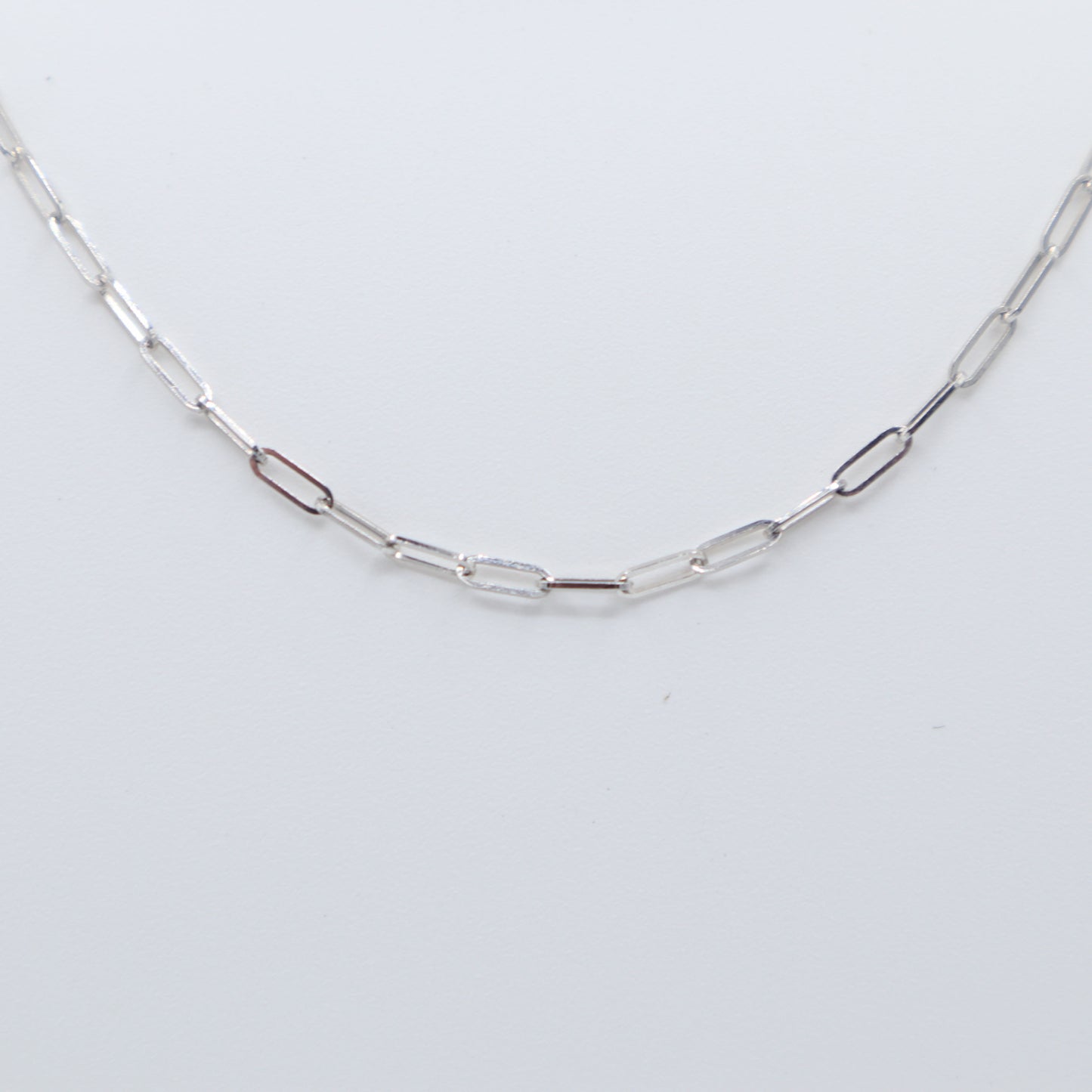 White Gold Paperclip Chain 18"