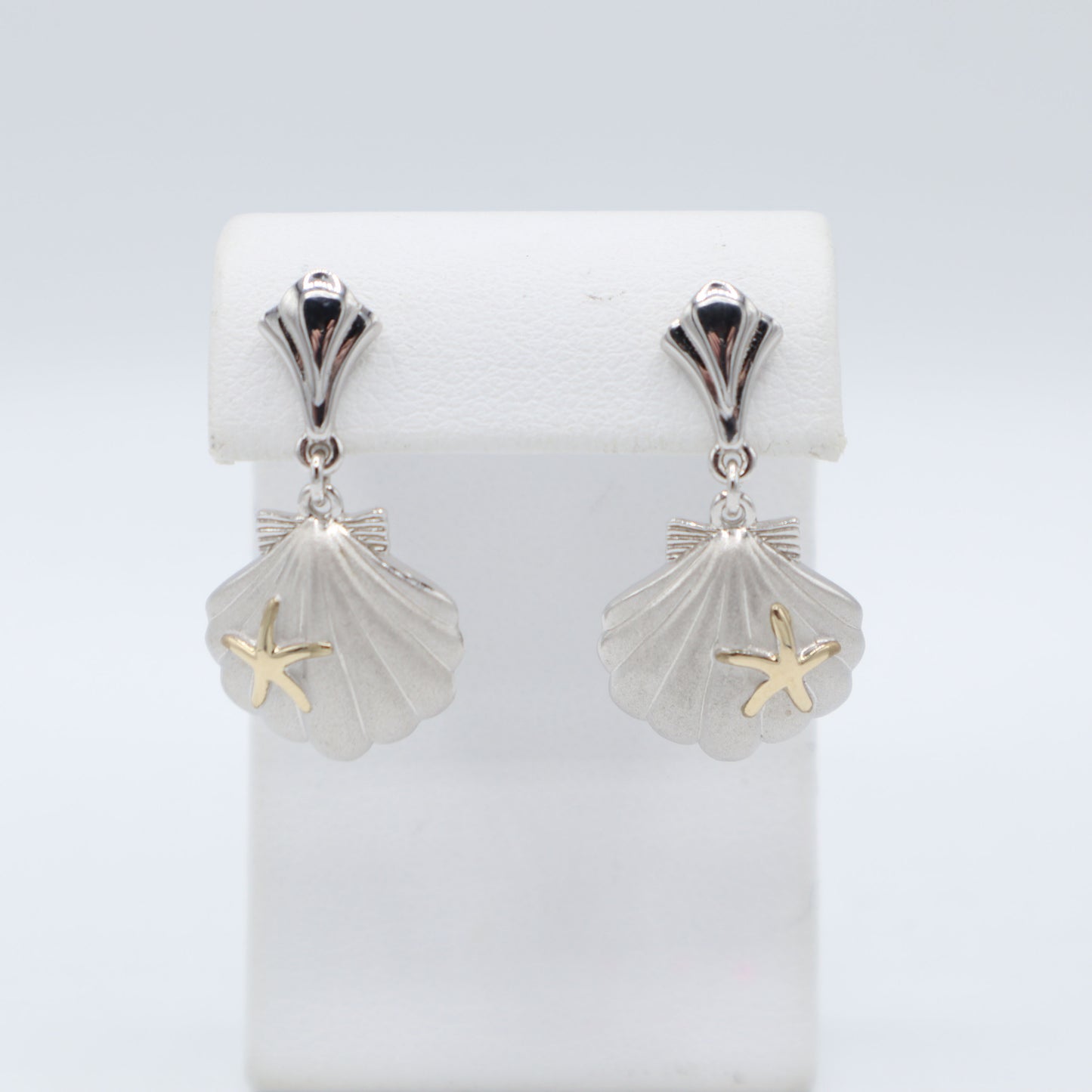 Sterling Silver and Gold Seashell Earrings