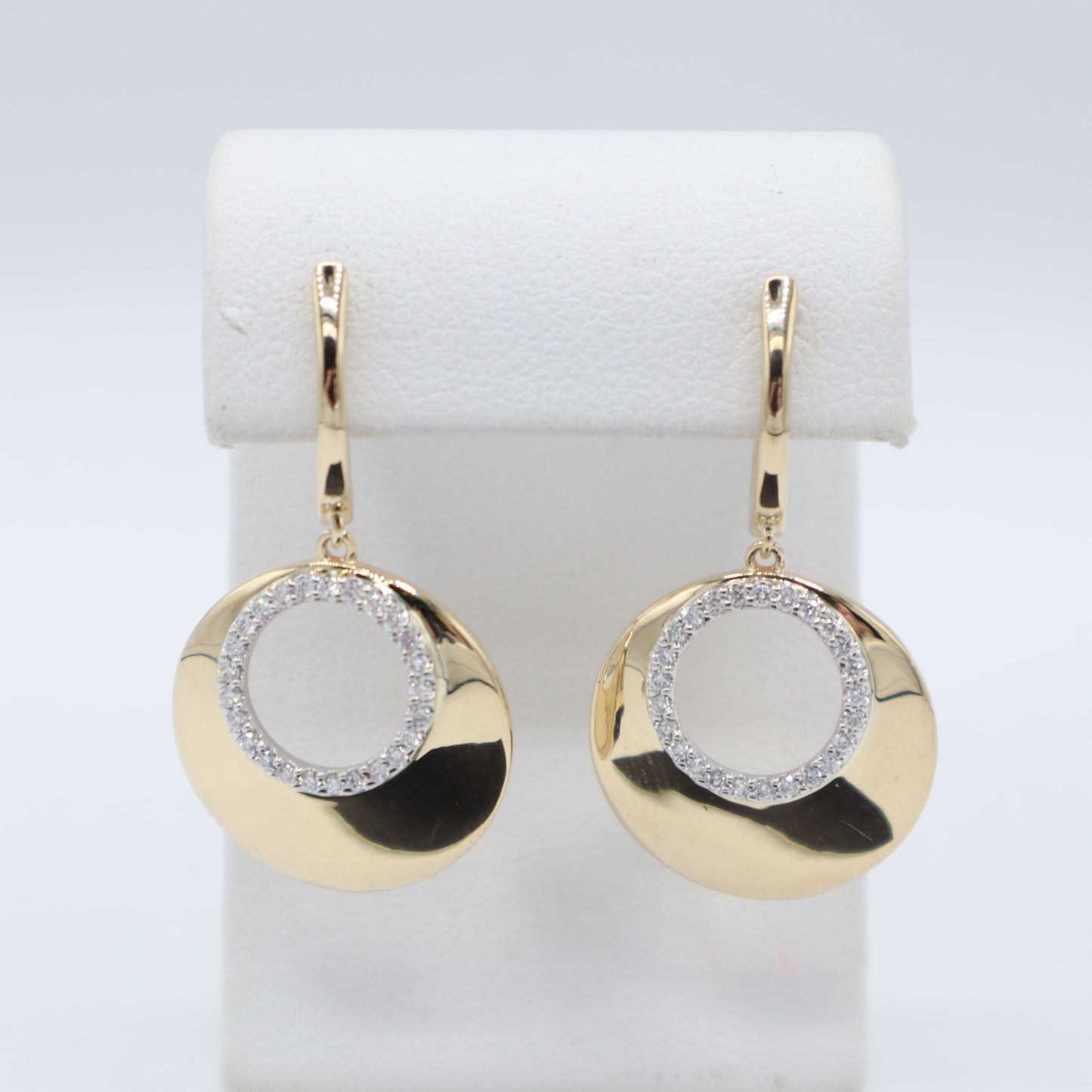 Gold and Diamond Disk Earrings