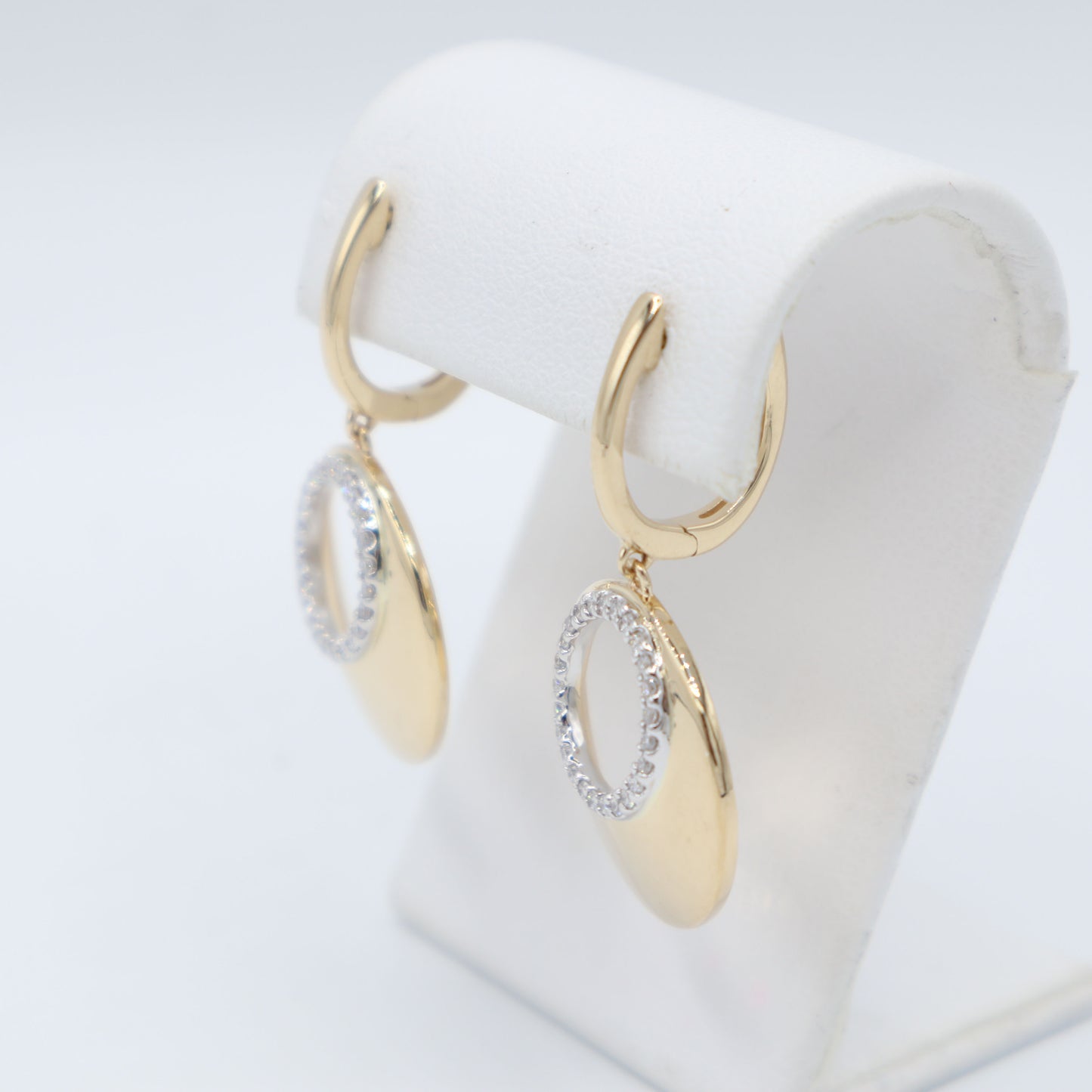 Gold and Diamond Disk Earrings