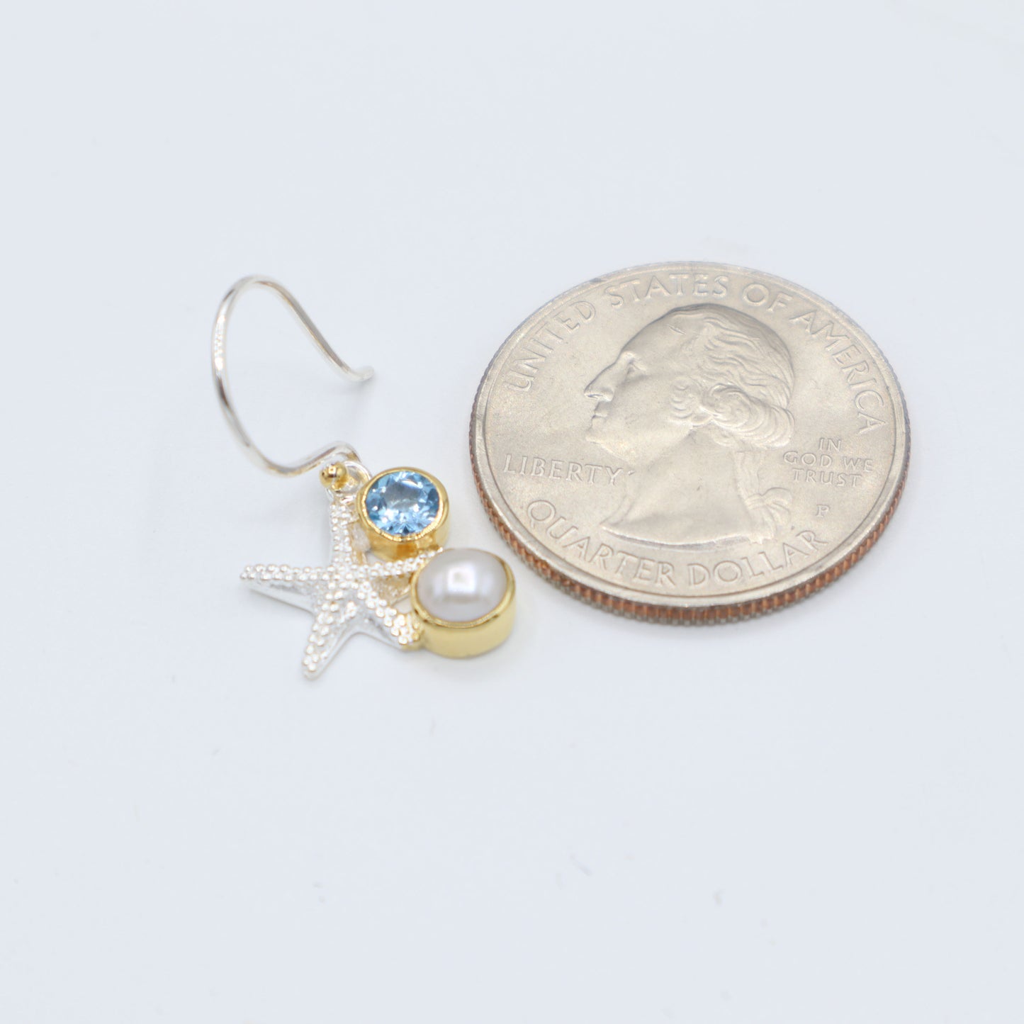 Topaz and Pearl Sea Star Earrings