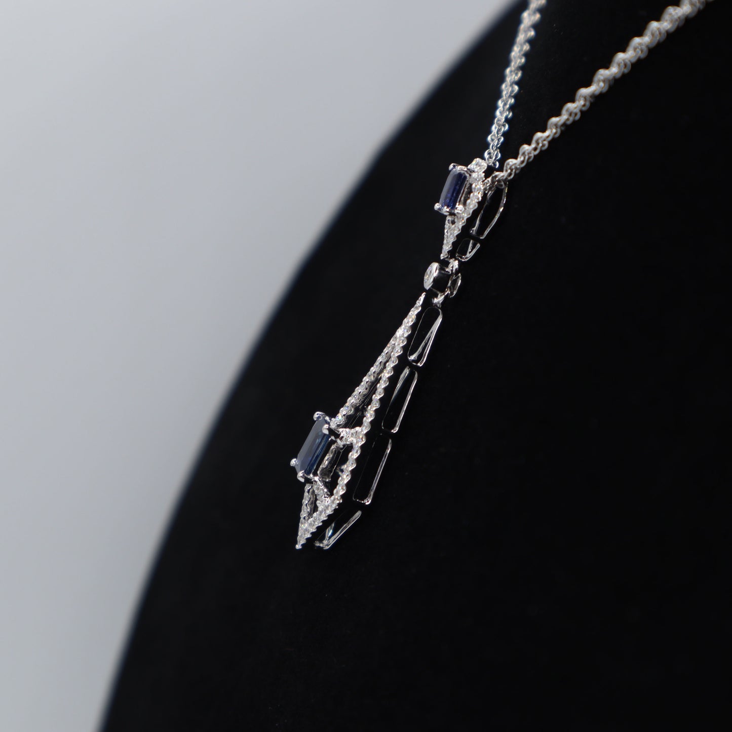 Sapphire and Diamond Geometric Pendant