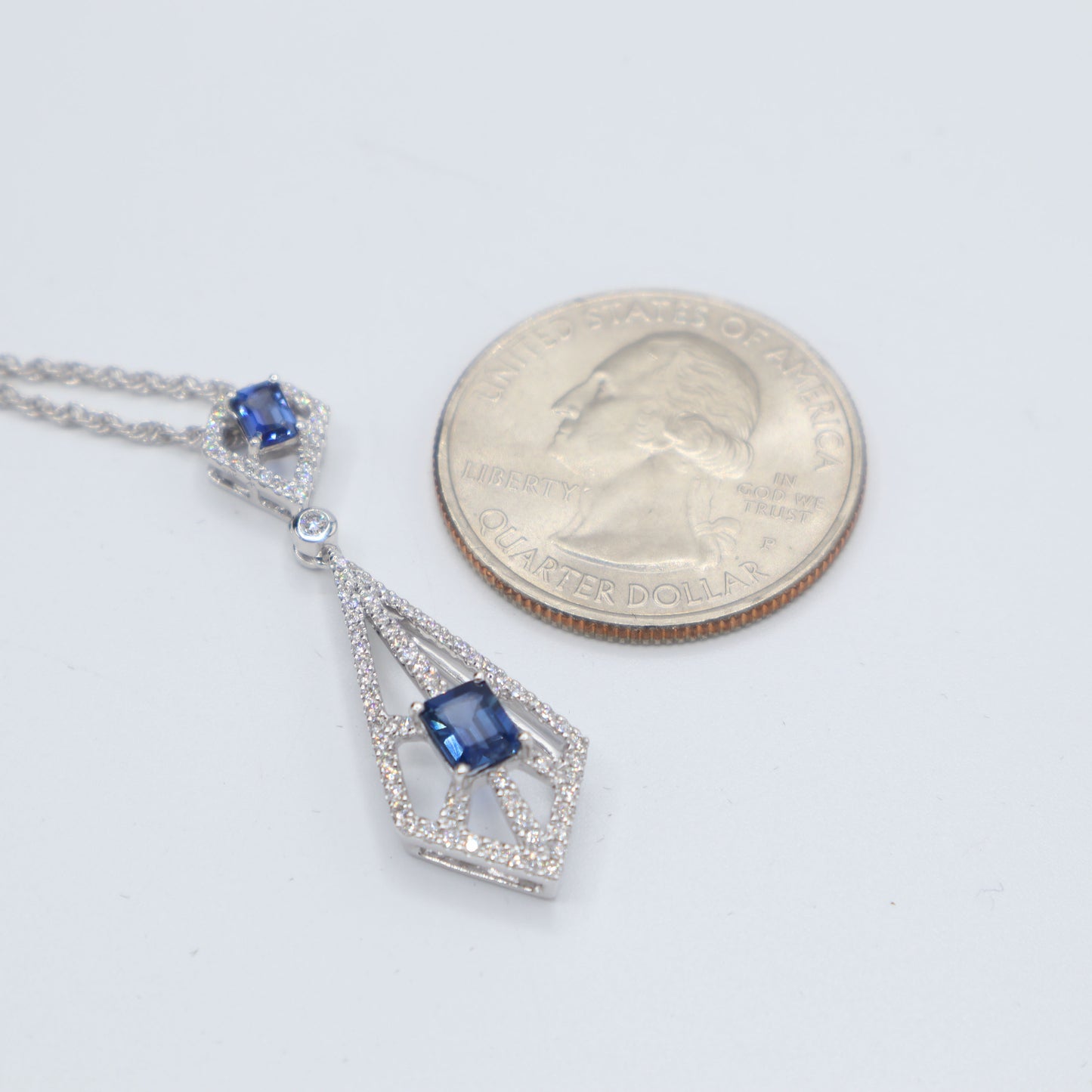 Sapphire and Diamond Geometric Pendant