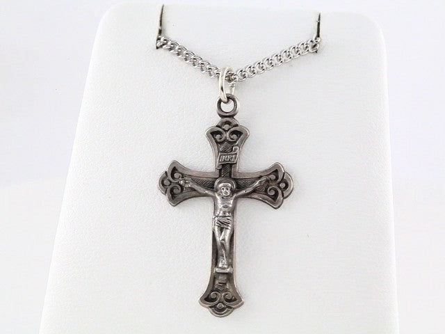 Sterling Silver 32x22 mm Crucifix 24" Necklace