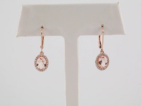 14K Rose Natural Pink Morganite & 1/5 CTW Natural Diamond Earrings