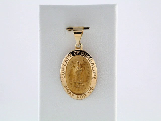 14K Yellow 19x13.5 mm Oval Hollow Our Lady of Guadalupe Medal