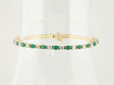 14K Yellow Gold Lab-Grown Emerald & 2 3/8 CTW Lab-Grown Diamond Line 7" Bracelet