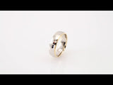 14K Yellow/White/Yellow 6 mm Stepped-Edge Comfort-Fit Half Round Band
